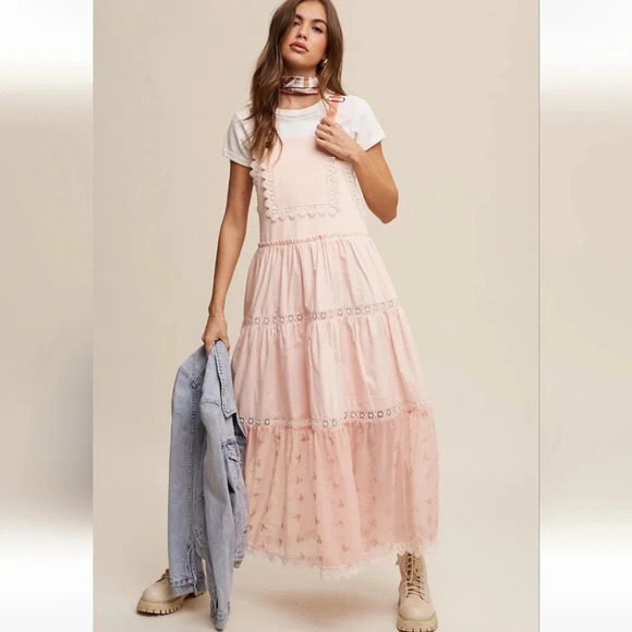 New! Embroidered Skirtall Overall Jumper Midi Dress - Picture 5 of 5